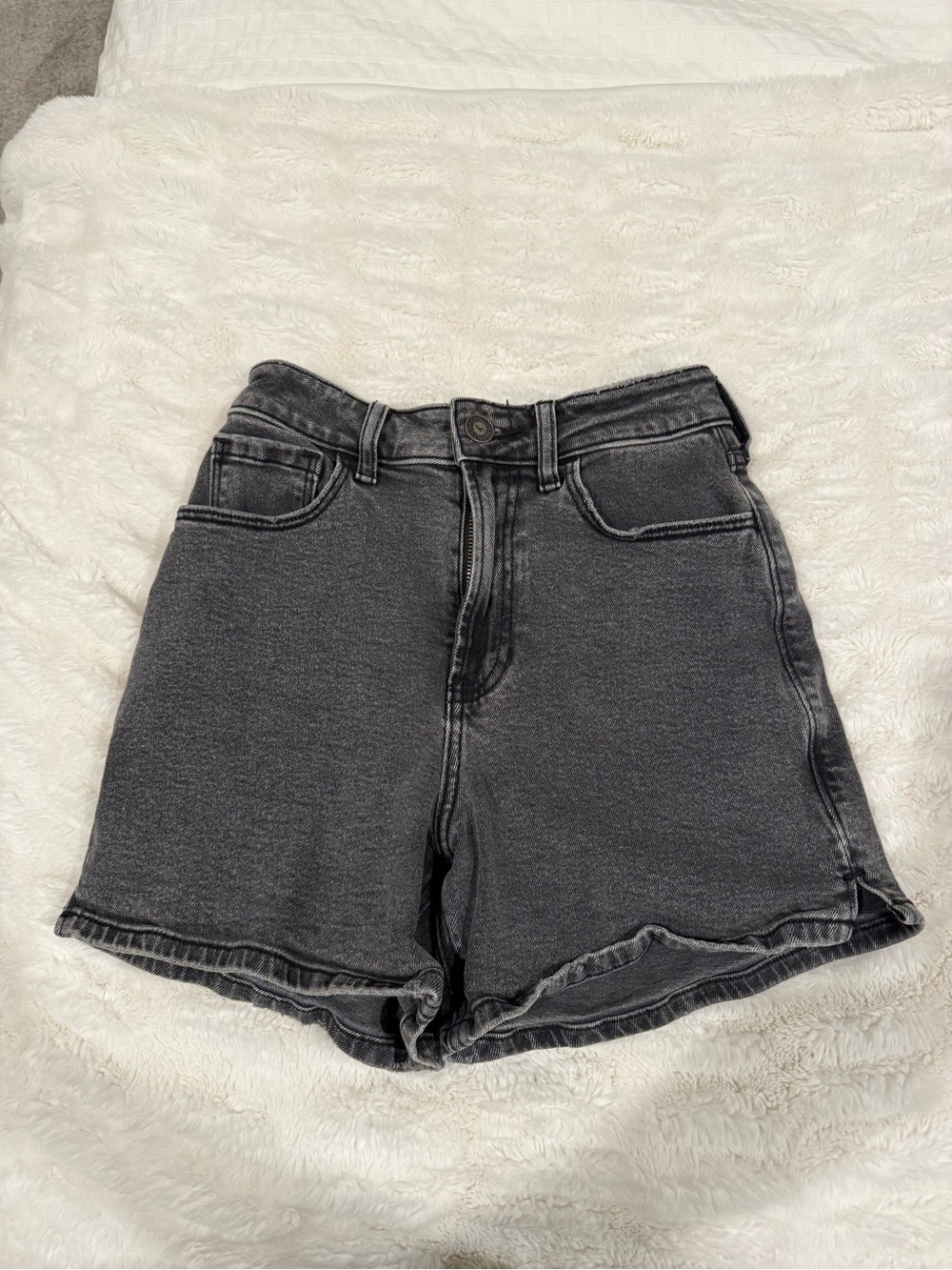 Women's Ultra High-Rise Washed Black Denim Shorts